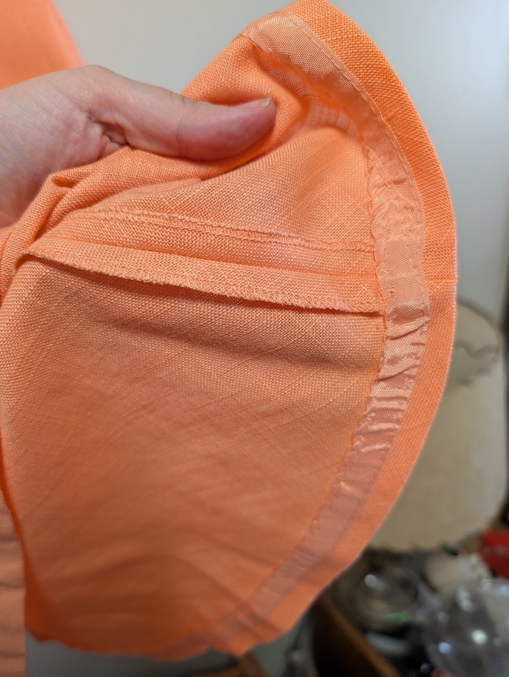 Vintage Handmade Linen Cotton Dress Peach Sleeveless Midi M - Picture 5 of 8